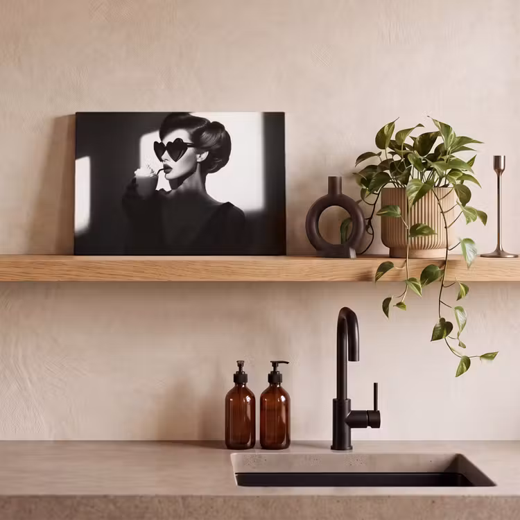 Canvas schilderij - Vrouw - Zwart - Hart — 3