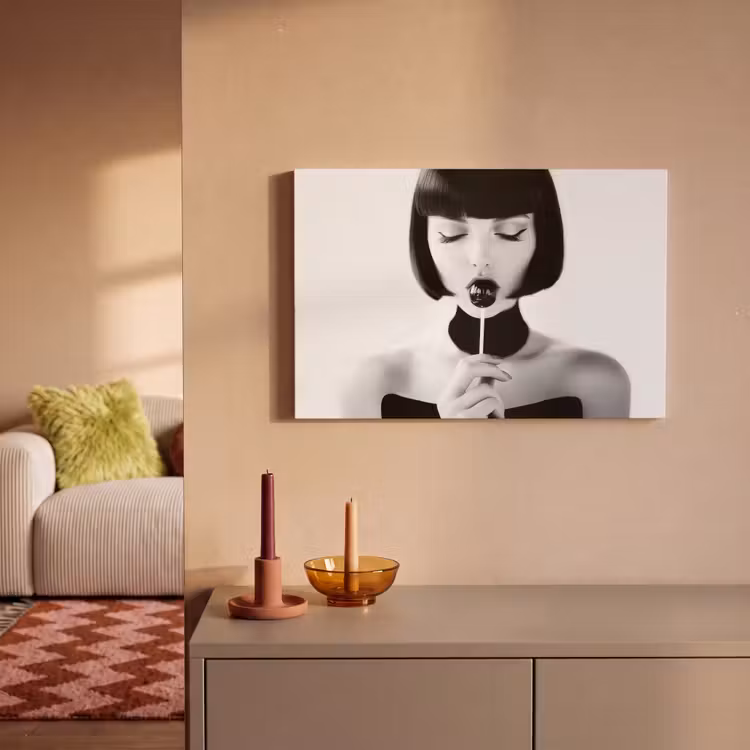 Canvas schilderij - Vrouw - Lolly - Zwart - Wit — 2