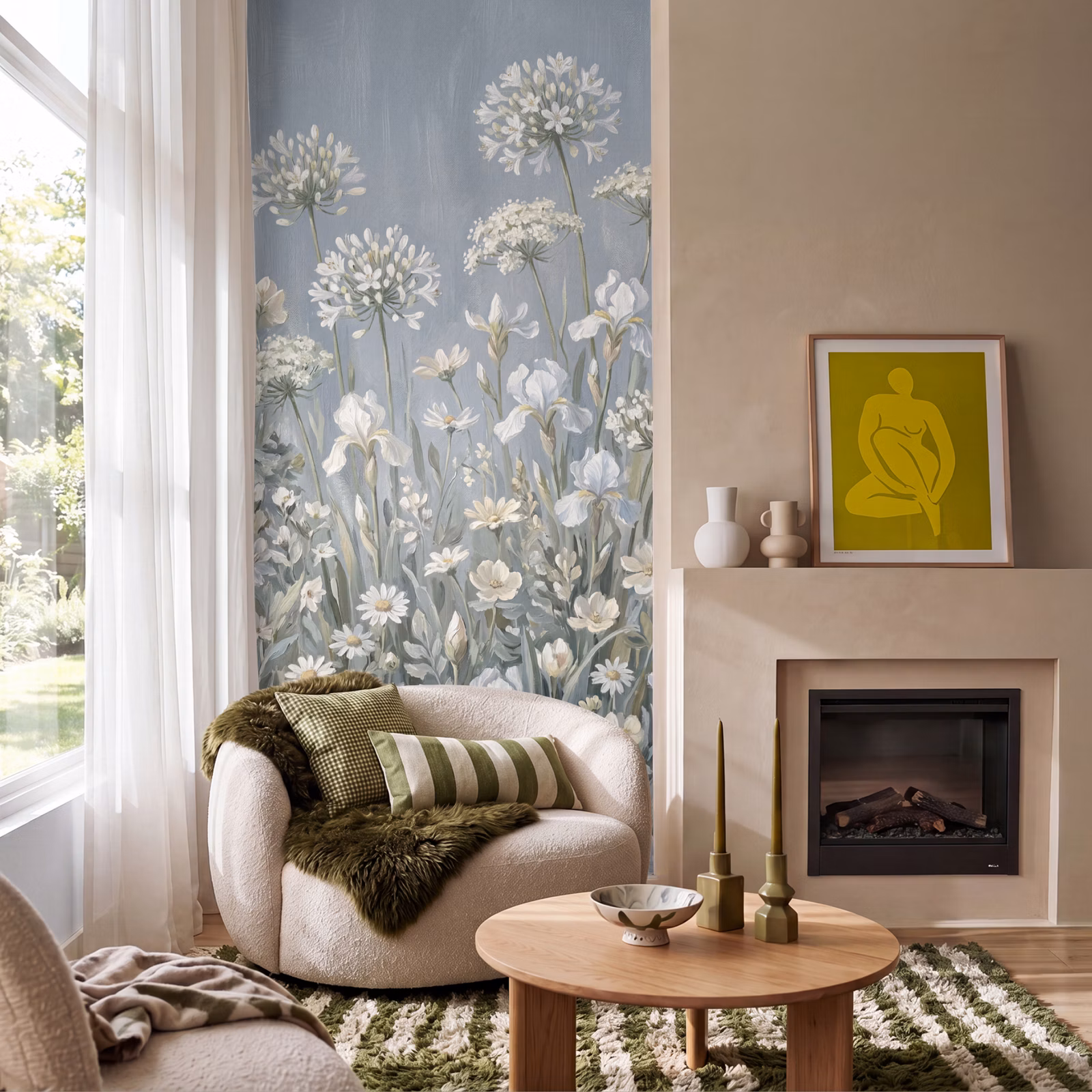 Behang - Bloemen - Botanisch - Blauw — 1