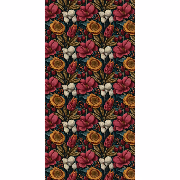Behang - Bloemen - Patroon - Rood - Goud — 2
