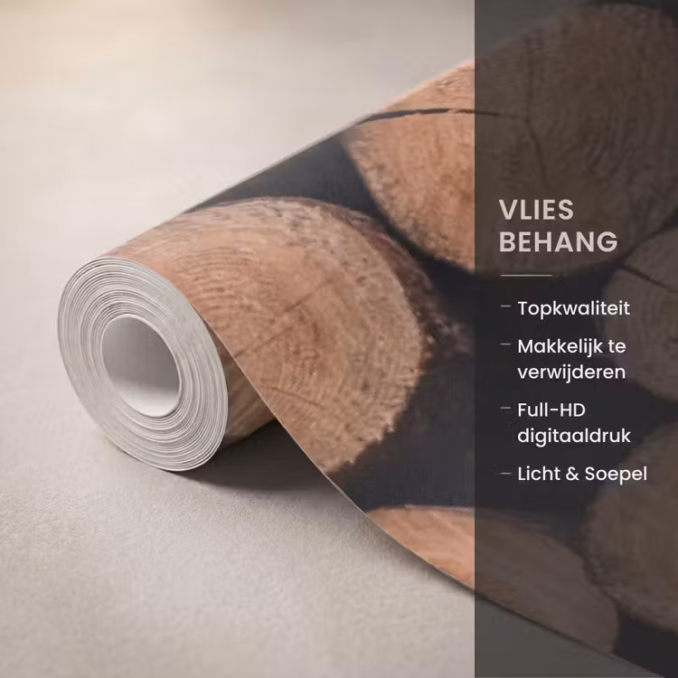Behang - Houtblokken - Textuur - Patroon - Bruin - Rustiek — 3