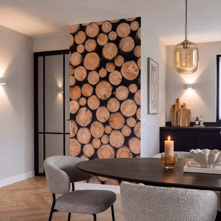 Behang - Houtblokken - Textuur - Patroon - Bruin - Rustiek — 5