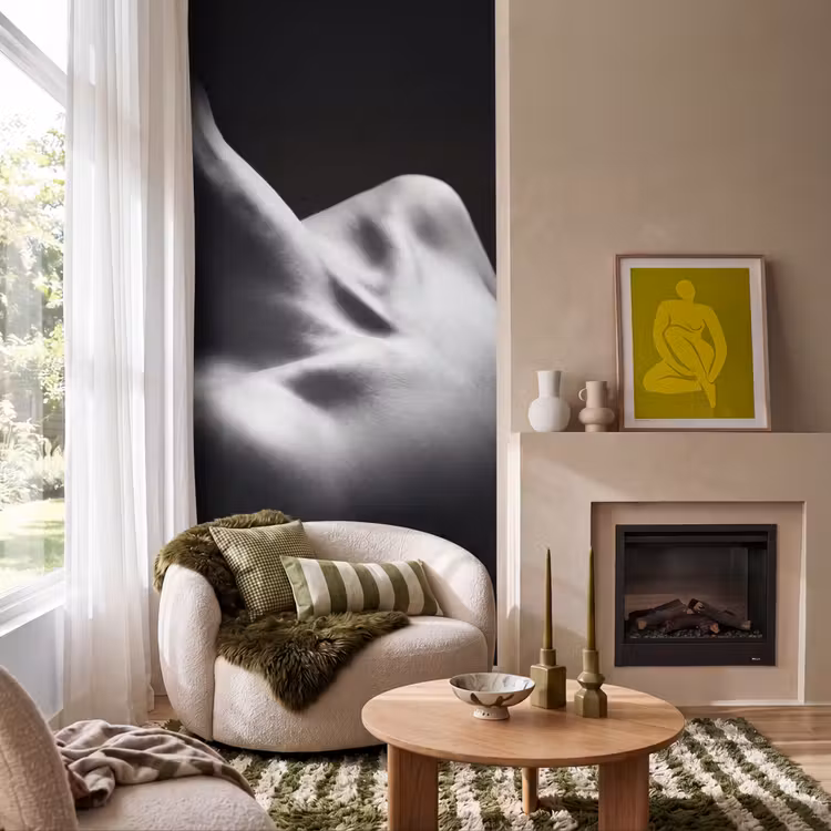 Behang - Lichaam - Vormen - Abstract - Zwart - Wit - Sensueel — 1