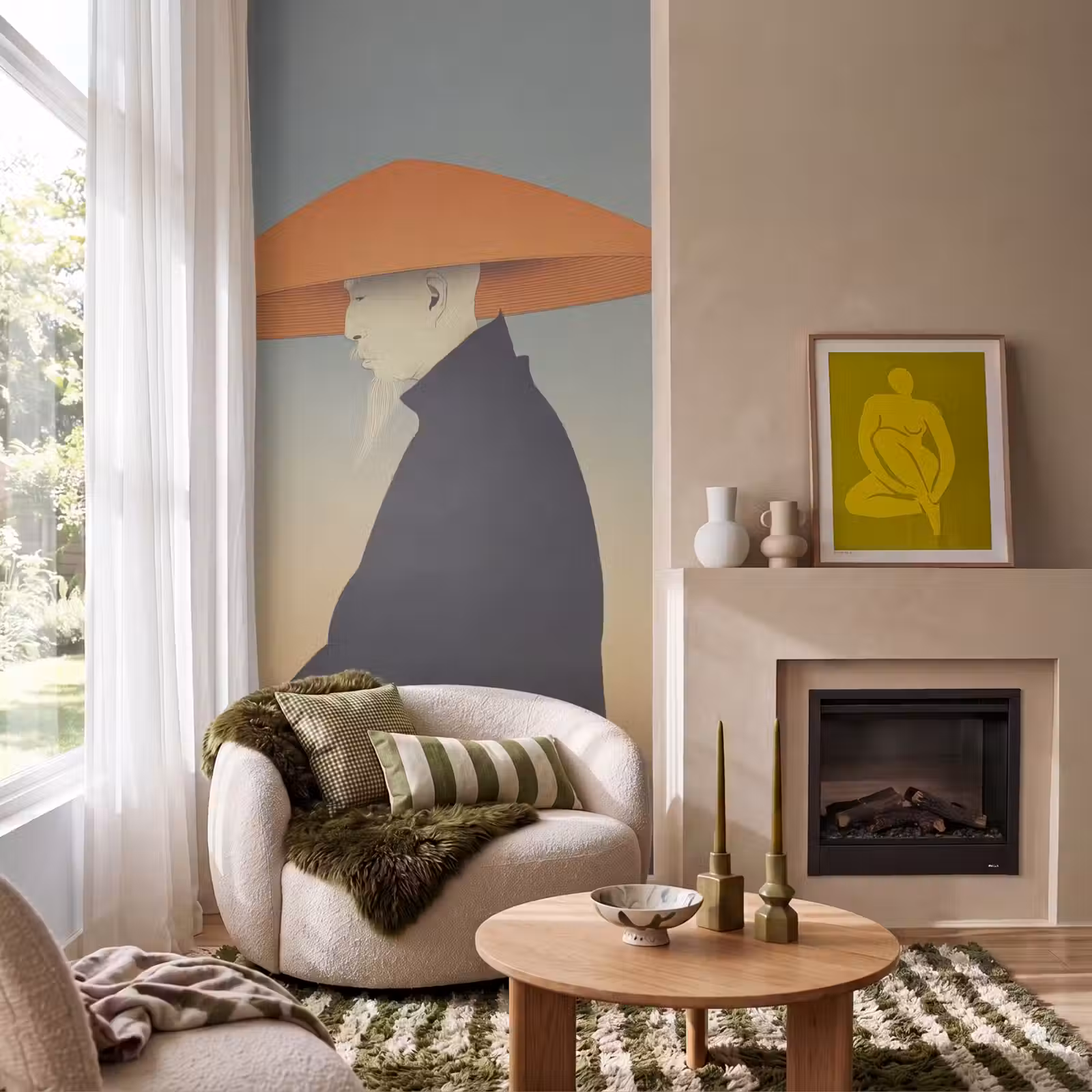 Behang - Minimalistisch - Silhouet - Oranje — 1