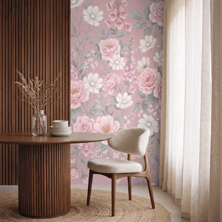 Behang - Pioenrozen - Vingerhoedskruid - Pink — 4