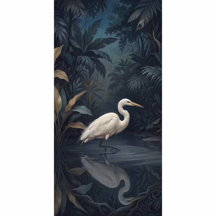 Behang - Reiger - Water - Natuur - Modern - Wit — 2