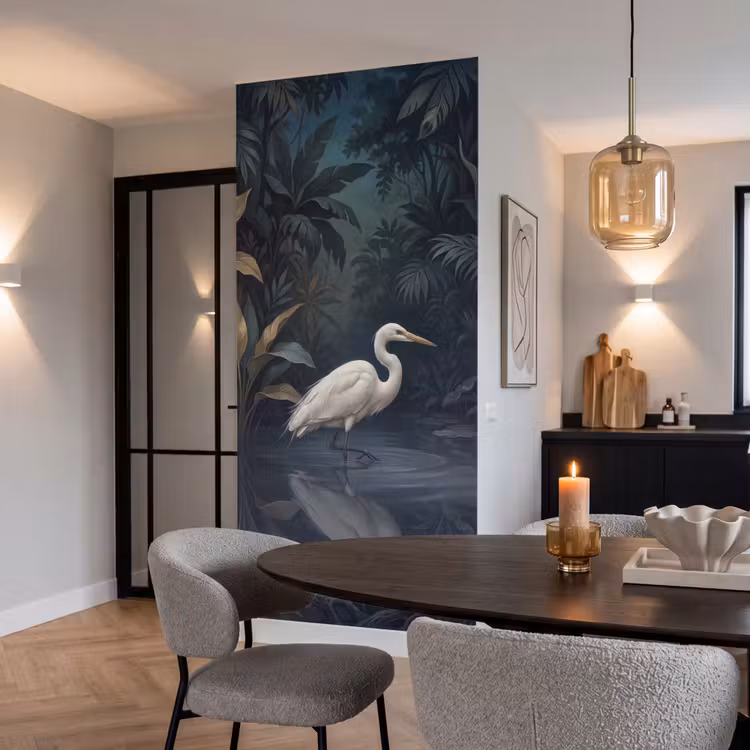Behang - Reiger - Water - Natuur - Modern - Wit — 5