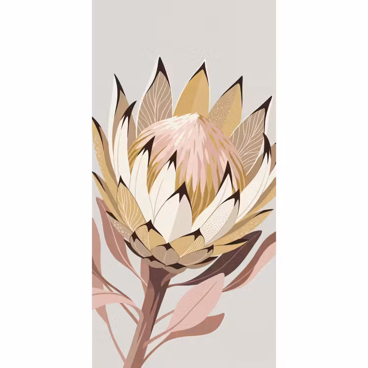 Behang - Protea - Bloem - Botanisch - Beige — 2