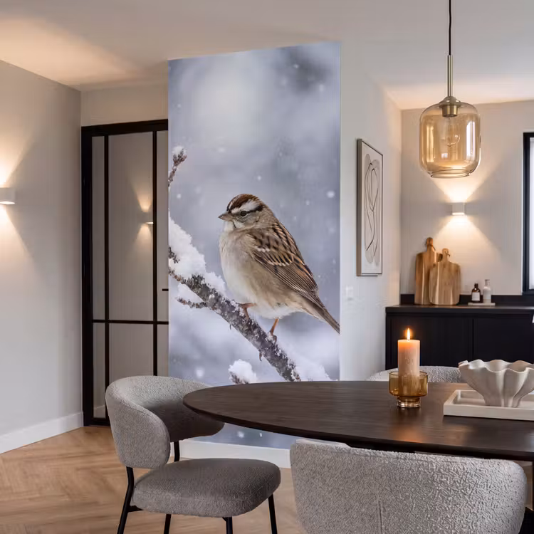 Behang - Vogel - Tak - Sneeuw - Winter — 5