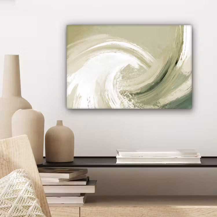 Canvas schilderij - Abstract - Penseelstreken - Golven - Groen — 5