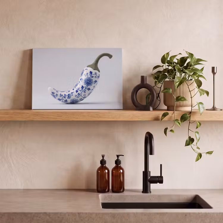 Canvas schilderij - Chilipeper - Keramiek - Blauw — 3