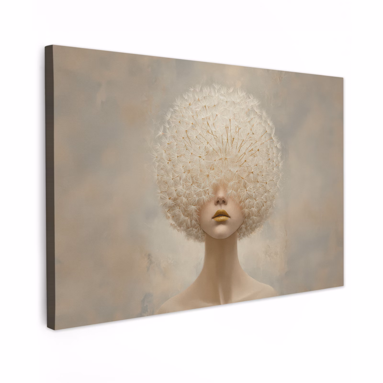 Canvas schilderij - Dromerig - Beige - Paardenbloemzaadjes — 1