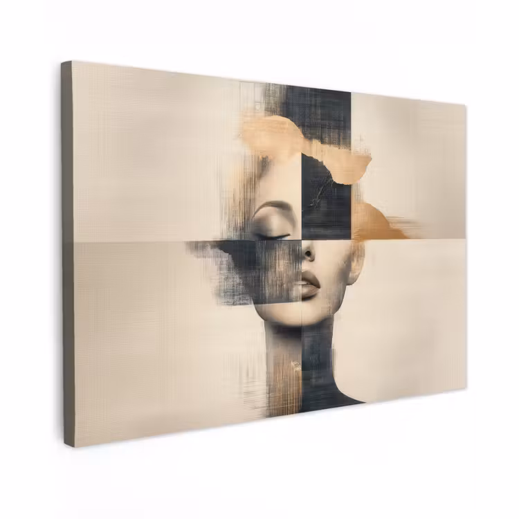 Canvas schilderij - Goud - Vrouw - Rechthoeken — 1