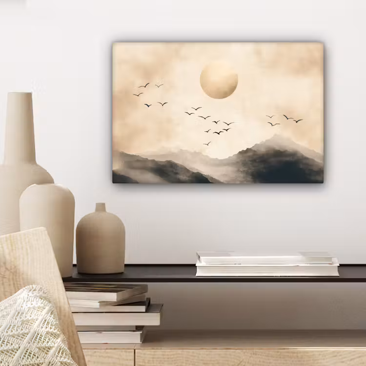 Canvas schilderij - Landschap - Japandi - vogel — 5
