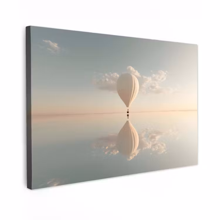 Canvas schilderij - Luchtballon - Wolken - Water - Blauw — 1