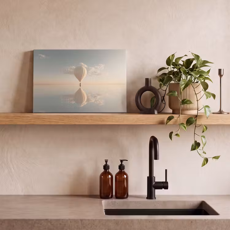 Canvas schilderij - Luchtballon - Wolken - Water - Blauw — 3