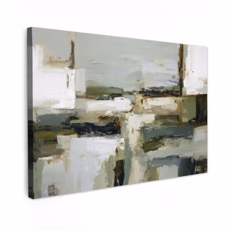 Canvas schilderij - Penseelstreken - Groen - Abstract - Japandi — 1