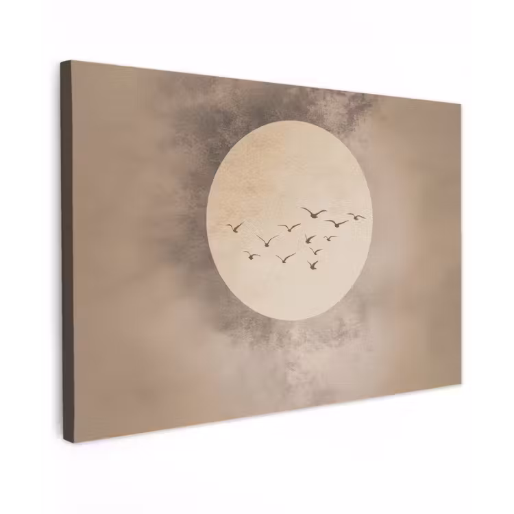 Canvas schilderij - Vogel - Beige - Japandi — 1