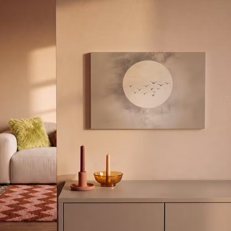 Canvas schilderij - Vogel - Beige - Japandi — 2