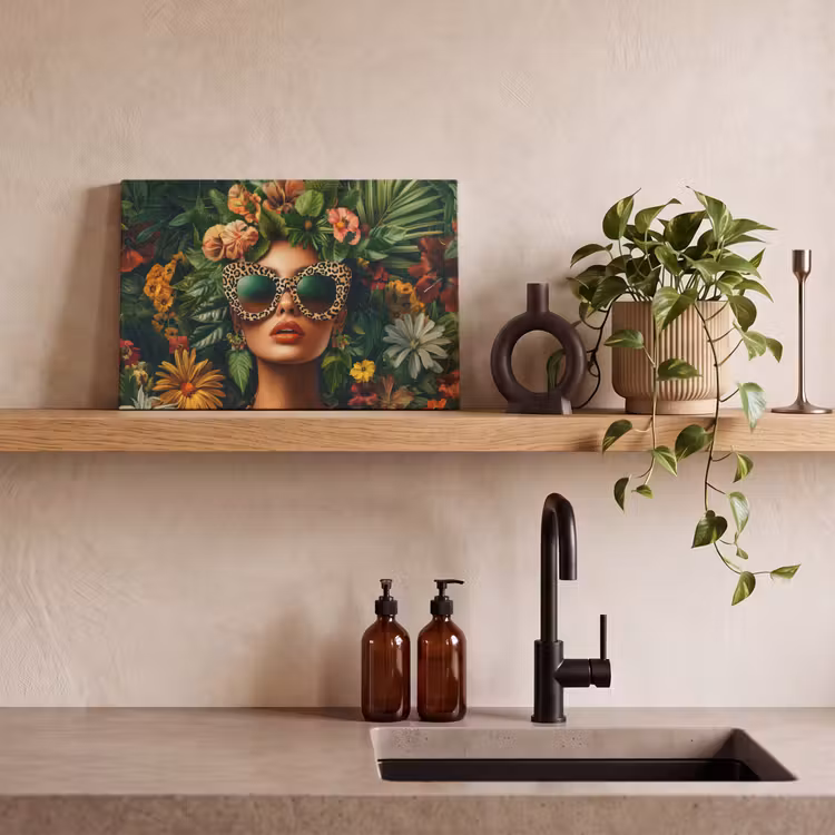 Canvas schilderij - Vrouw - Panterprint - Jungle - Natuur - Luxe — 3