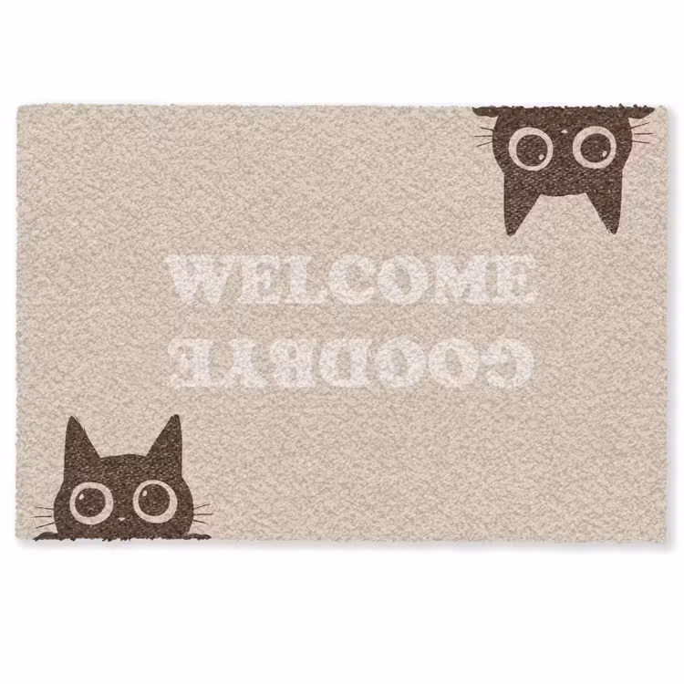 Deurmat - Cat - Beige - Welcome - Goodbye — 1