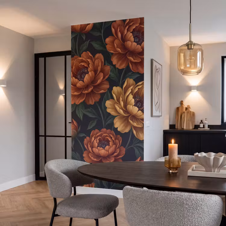 Behang - Bloemen - Bladeren - Natuur - Modern - Oranje — 5
