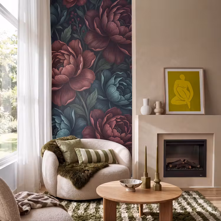 Behang - Bloemen - Patroon - Natuur - Klassiek - Donker — 1
