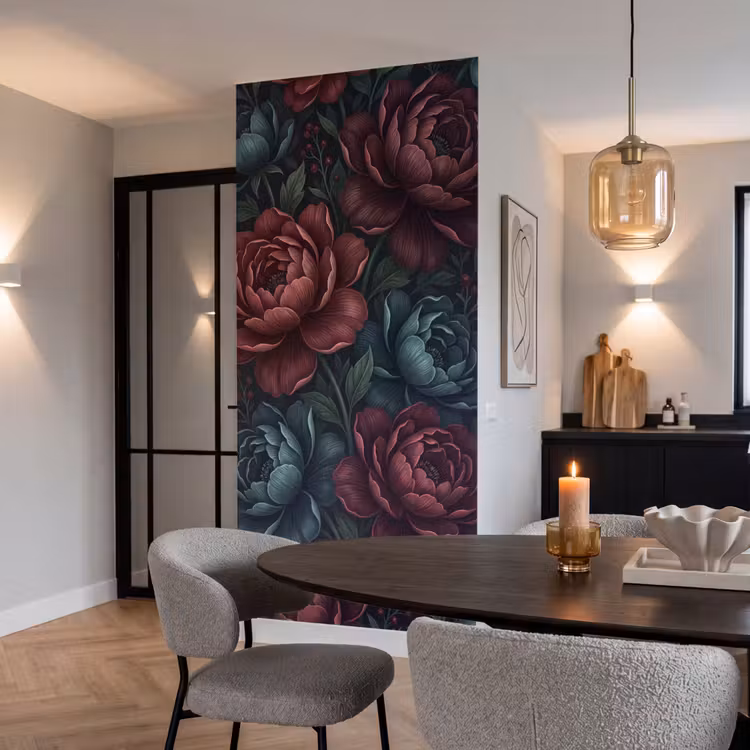 Behang - Bloemen - Patroon - Natuur - Klassiek - Donker — 5