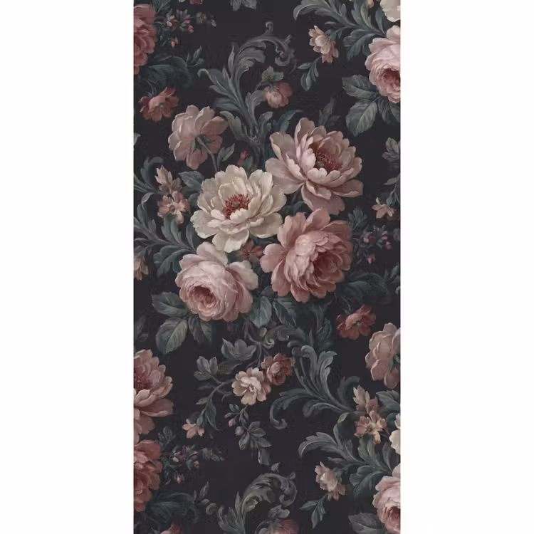 Behang - Bloemen - Patroon - Sierlijk - Roze - Donker — 2