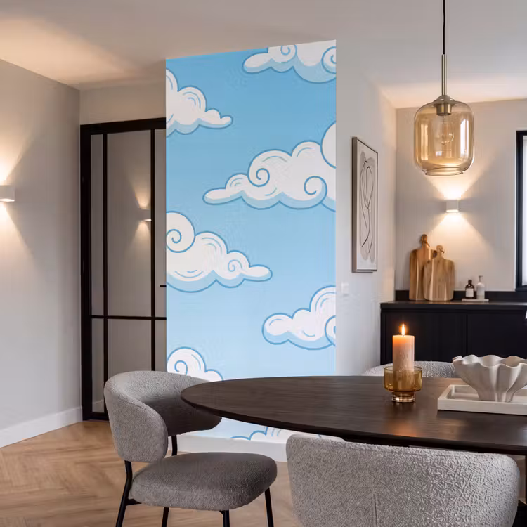 Behang - Wolk - Lucht - Cartoon - Blauw - Wit — 5
