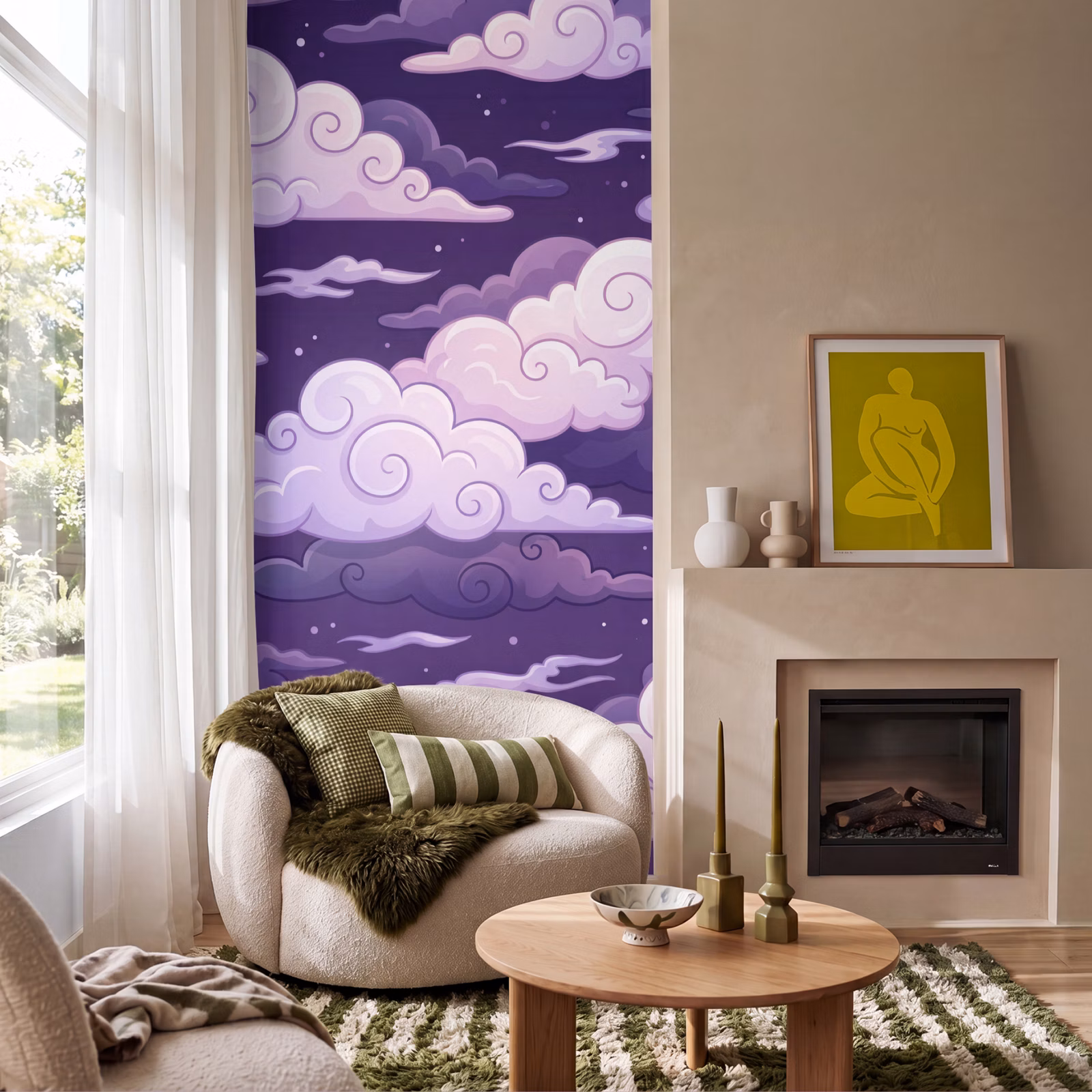 Behang - Wolken - Nacht - Natuur - Abstract - Paars — 1