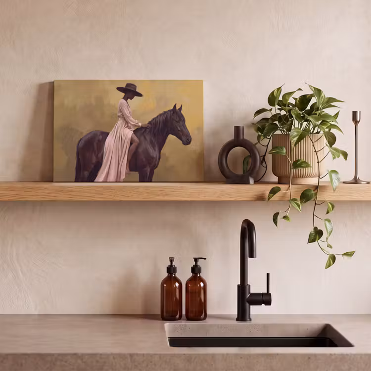 Canvas schilderij - Paard - Klassiek - Oker — 3