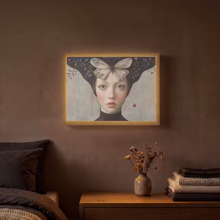 Lightbox - Wandlamp - Woman - Butterfly - Art - Classic - Muted — 3