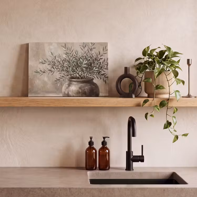 Canvas schilderij - Olijfplant - Aardenpot - Abstract - Beige — 3