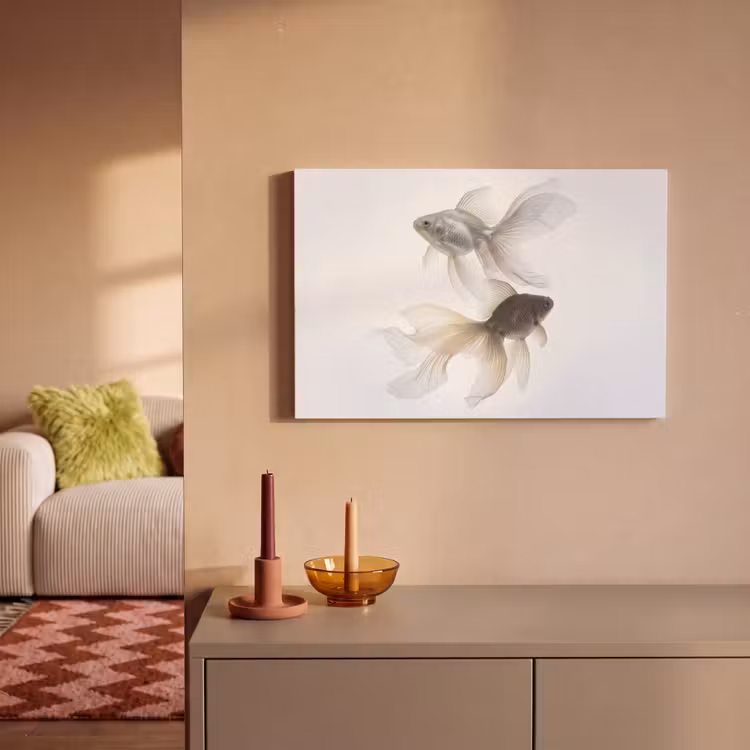 Canvas schilderij - Goudvissen - Modern - Wit — 2