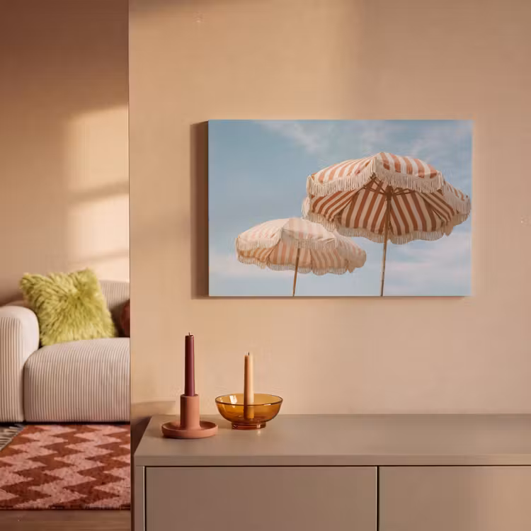 Canvas schilderij - Parasol - Lucht - Rood — 2