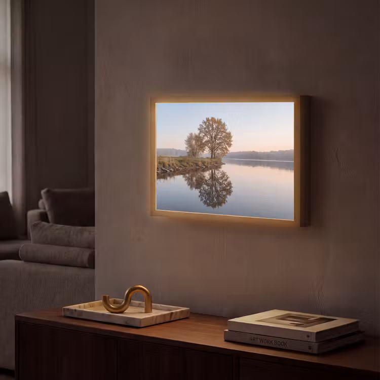 Lightbox - Wandlamp - Bomen - Reflectie - Water - Zonsopgang - Serene — 2