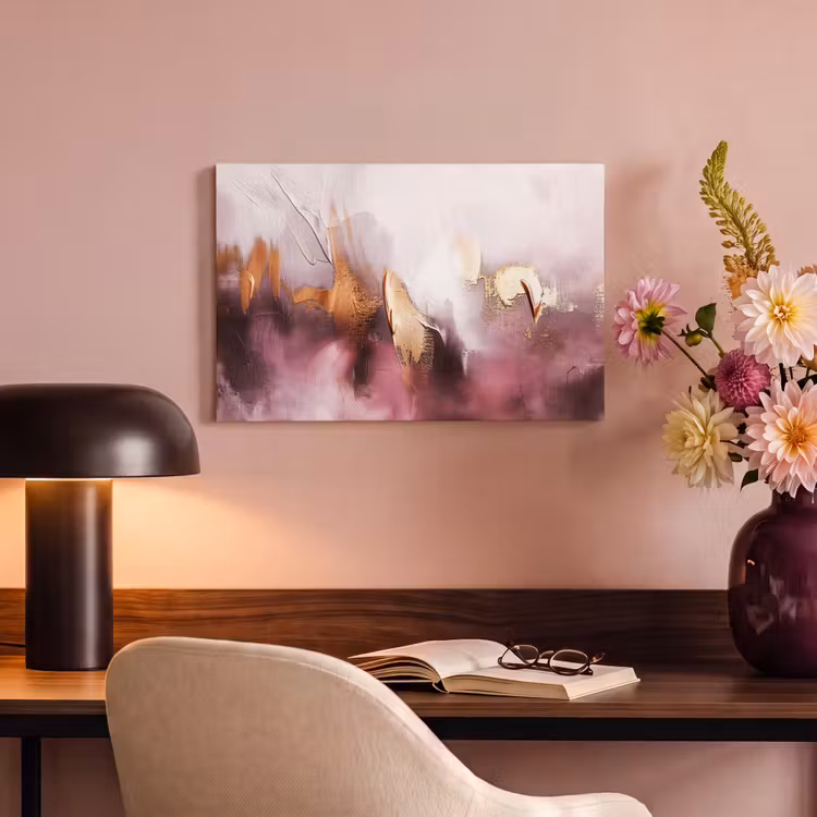 Canvas schilderij - Watercolor - Goud - Roze - Abstract - Kunst — 4