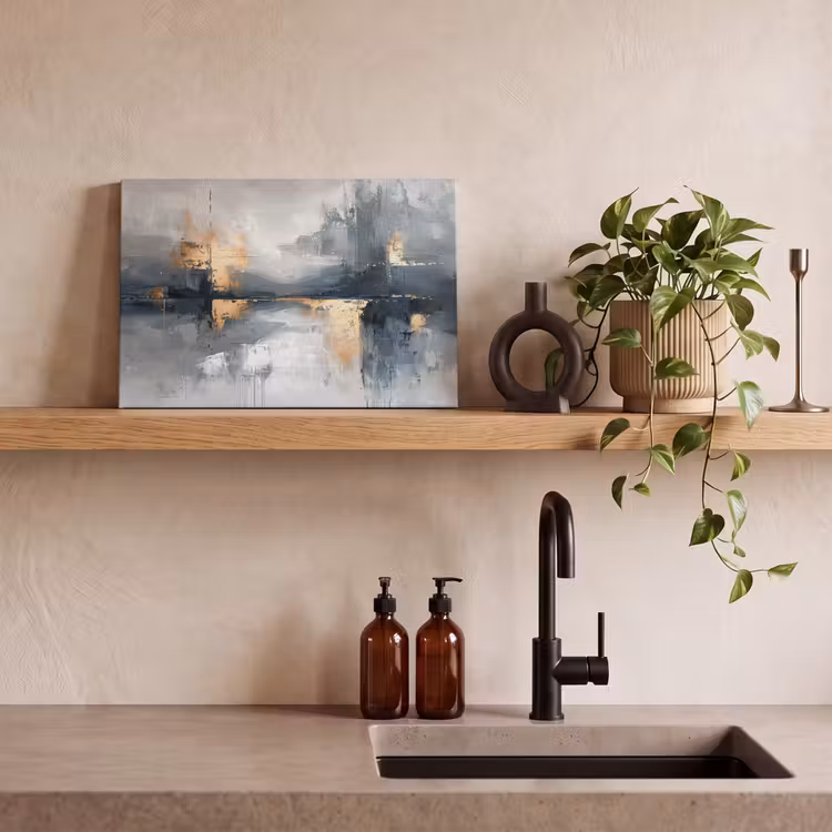 Canvas schilderij - Kunst - Grijs - Goud - Abstract — 3