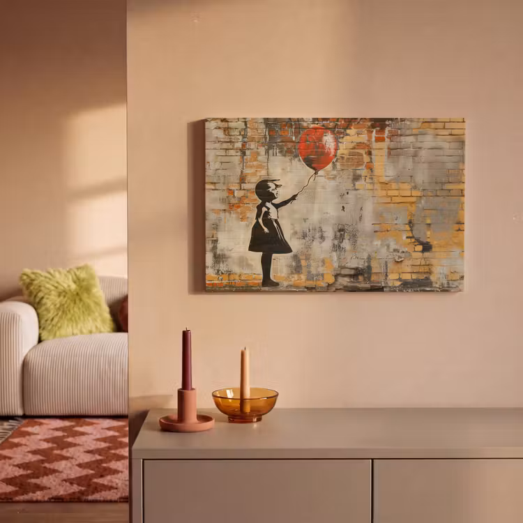 Canvas schilderij - Graffiti - Banksy - Meisje - Street art — 2
