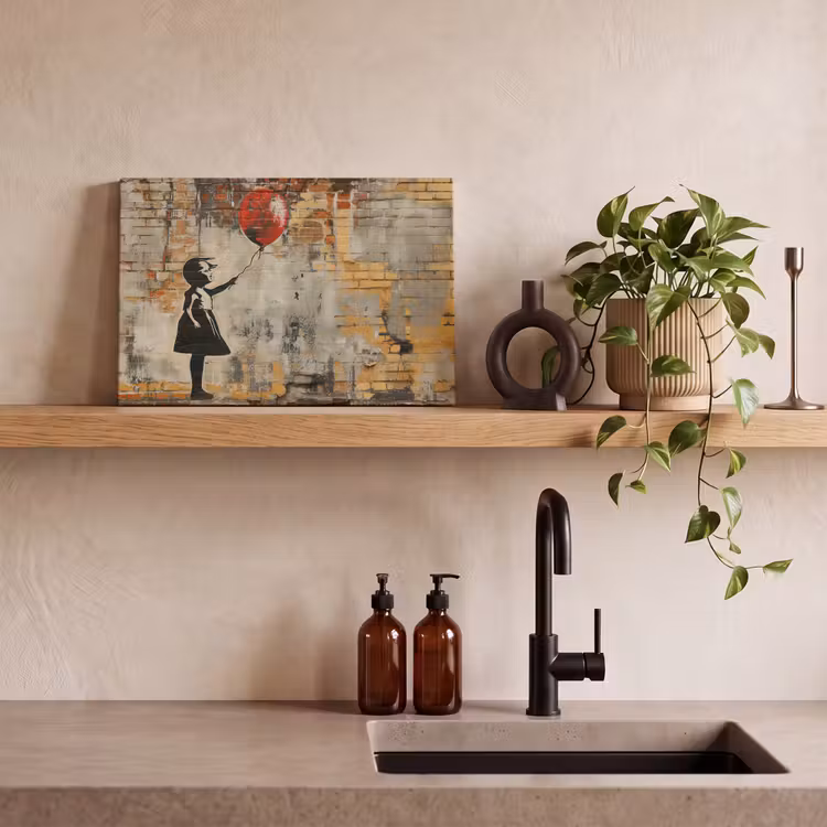 Canvas schilderij - Graffiti - Banksy - Meisje - Street art — 3