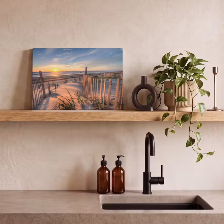 Canvas schilderij - Strand - Zee - Duin - Zonsondergang - Landschap — 3
