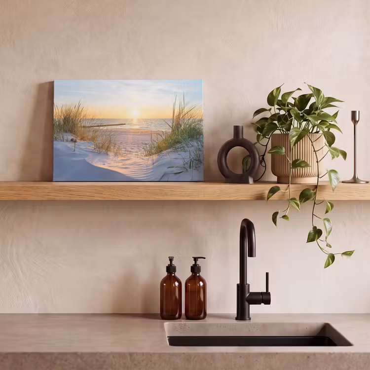 Canvas schilderij - Strand - Zon - Duin - Gras - Zand - Horizon — 3