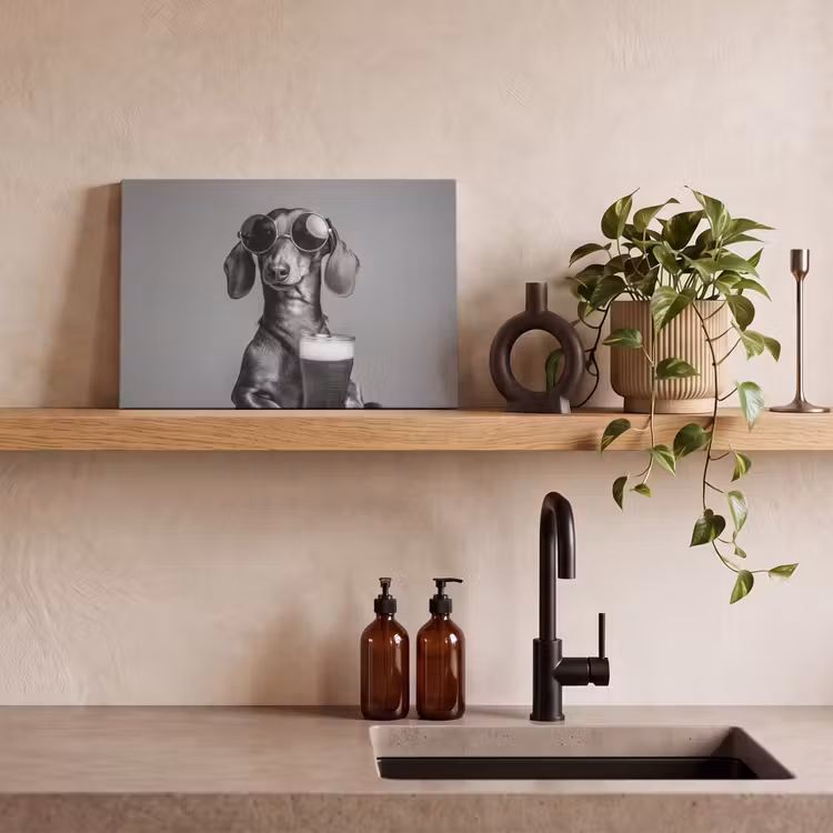 Canvas schilderij - Teckel - Bier - Glas - Bril — 3