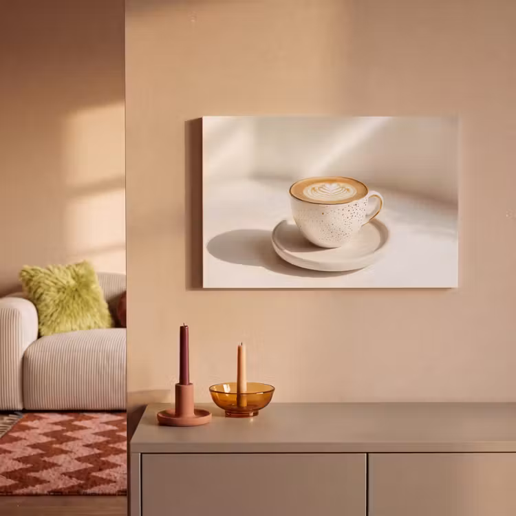 Canvas schilderij - Cappuccino - Schuim - Schotel - Beige — 2