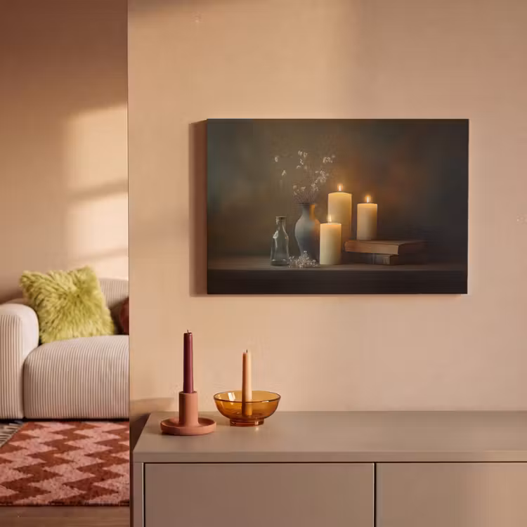 Canvas schilderij - Kaarsen - Stilleven - Rustiek - Boeken — 2
