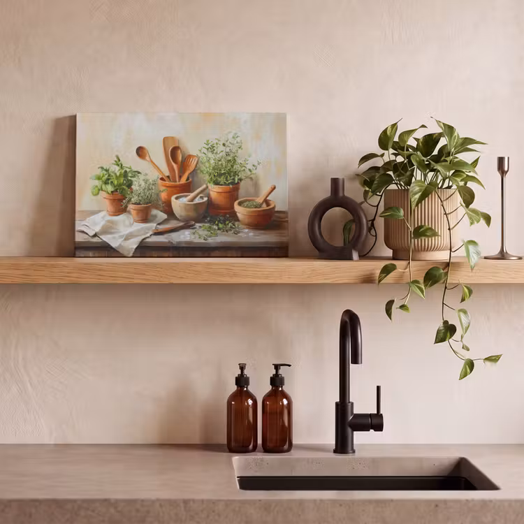 Canvas schilderij - Potten - Kruiden - Hout — 3