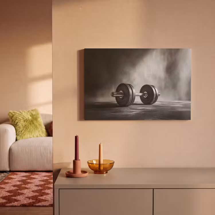 Canvas schilderij - Halter - Gewichten - Zwart — 2