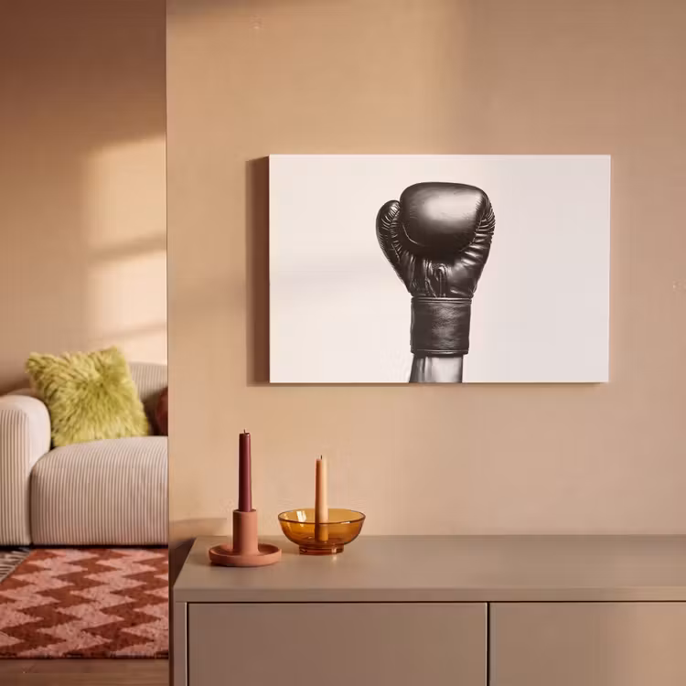 Canvas schilderij - Bokshandschoen - Zwart - Hand — 2