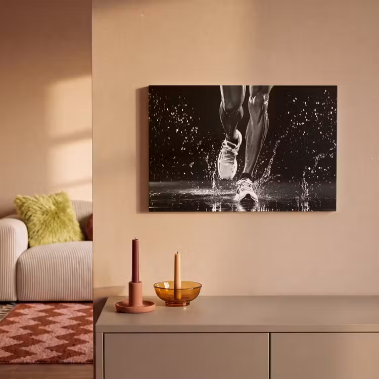Canvas schilderij - Hardloopschoenen - Rennen - Druppels - Zwart — 2